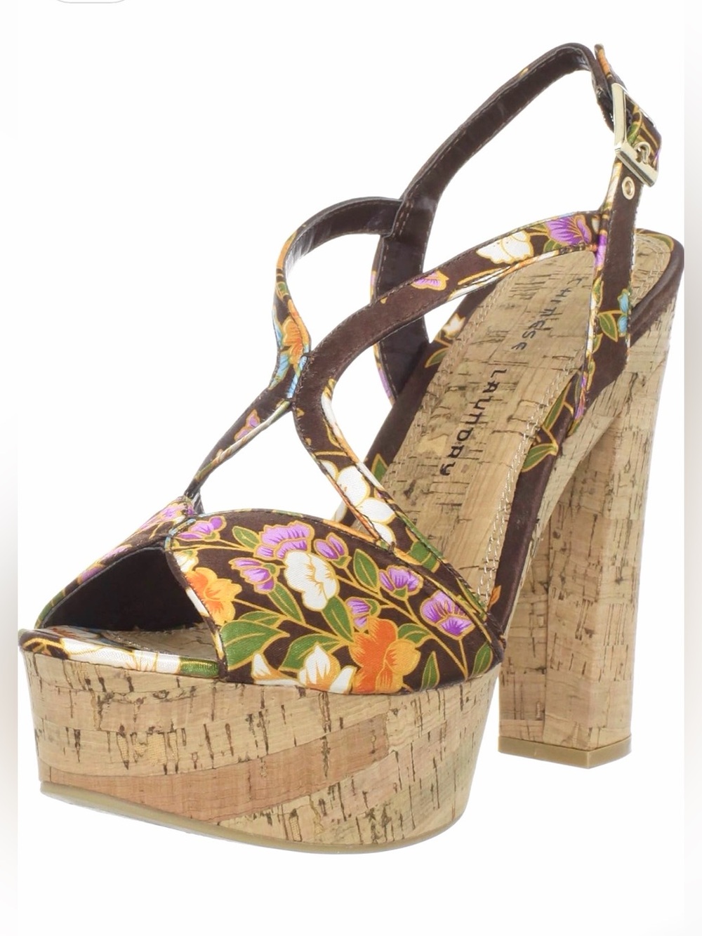 Chinese Laundry Party Time Cork Platform Block Heel in Floral Kimono | Size 6 - Picture 4 of 17
